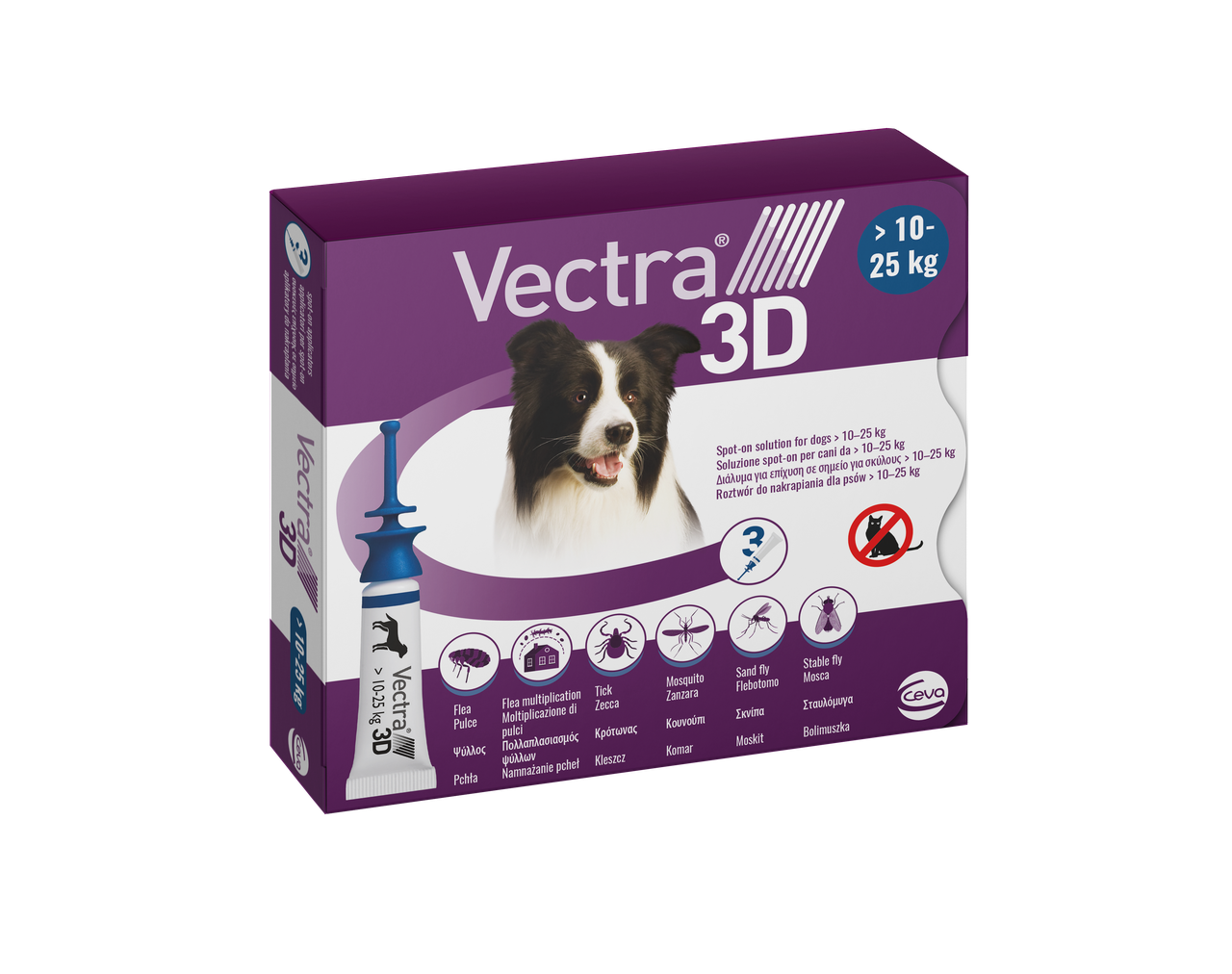 Краплі на холку VECTRA 3D від зовнішніх паразитів для собак вагою від 10 до 25 кг 3 піпетки/уп по 3,6 мл (34713499)