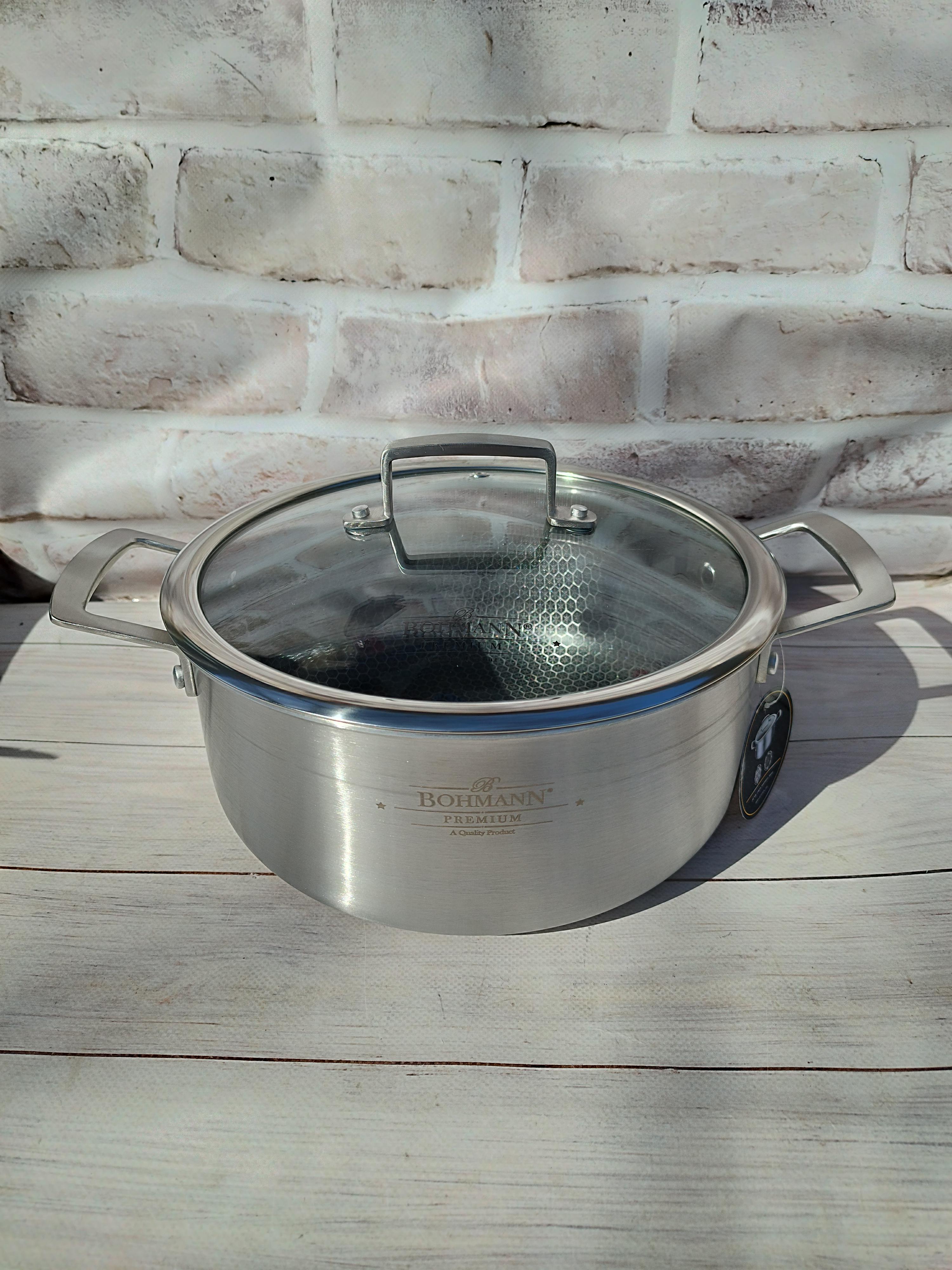 Кастрюля Bohmann BP-4100-22 из нержавеющей стали 22 см 4,9 л