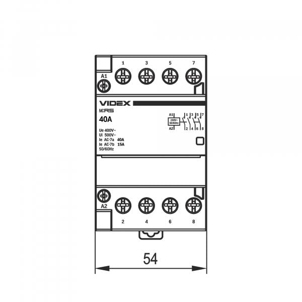 Контактор модульний Videx 4п 40А 4НВ VF-RS-MC4O-40 - фото 5 Контактор модульний Videx 4п 40А 4НВ VF-RS-MC4O-40 - фото 5