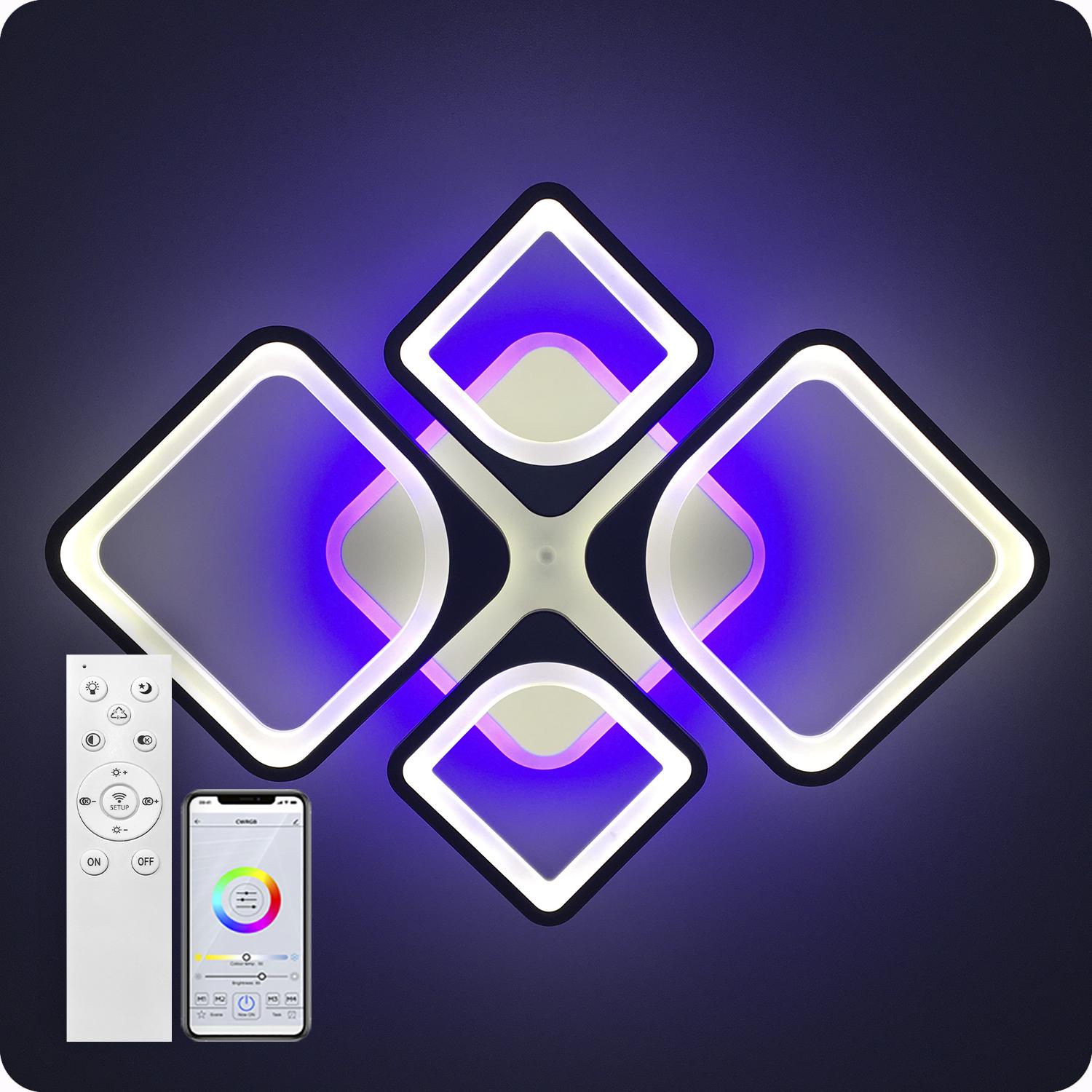 Люстра светодиодная 517 Light 3color с пультом 120 Вт Черный (01673) - фото 13