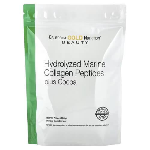 Колаген California Gold Nutrition Hydrolyzed Marine Collagen Peptides with Cocoa 206 г (SLM-02019)