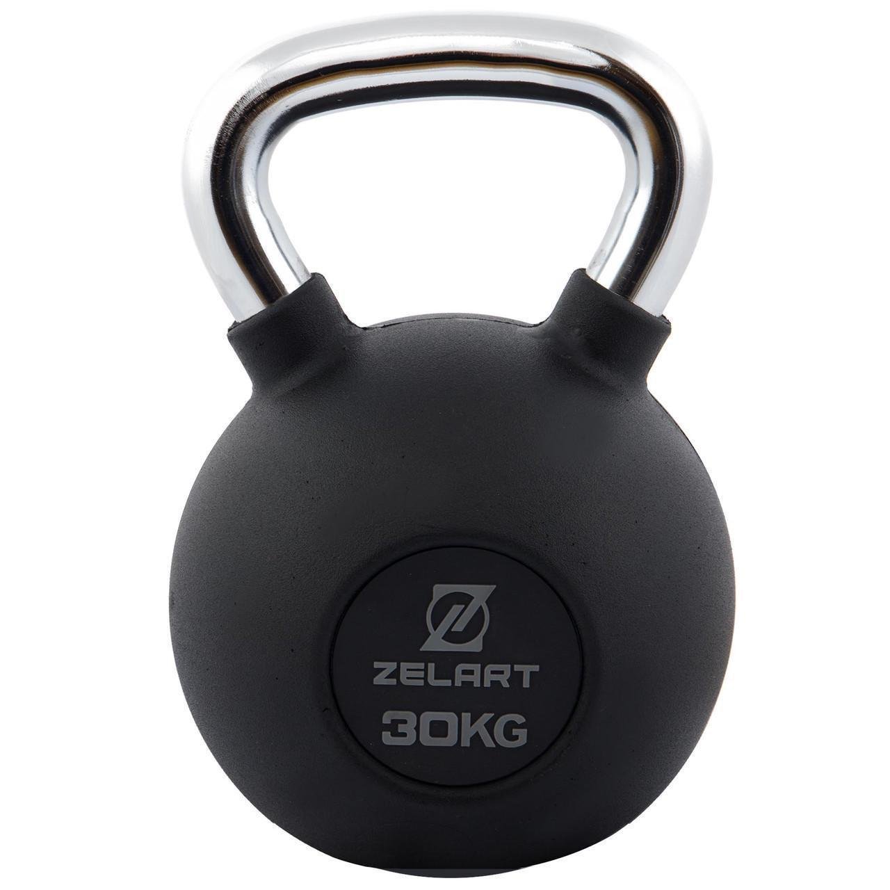 Гиря тренувальна цільна чавунна гумова з хромованою ручкою Zelart TA-7794-30 30 кг (2532854971) Гиря тренувальна цільна чавунна гумова з хромованою ручкою Zelart TA-7794-30 30 кг (2532854971)