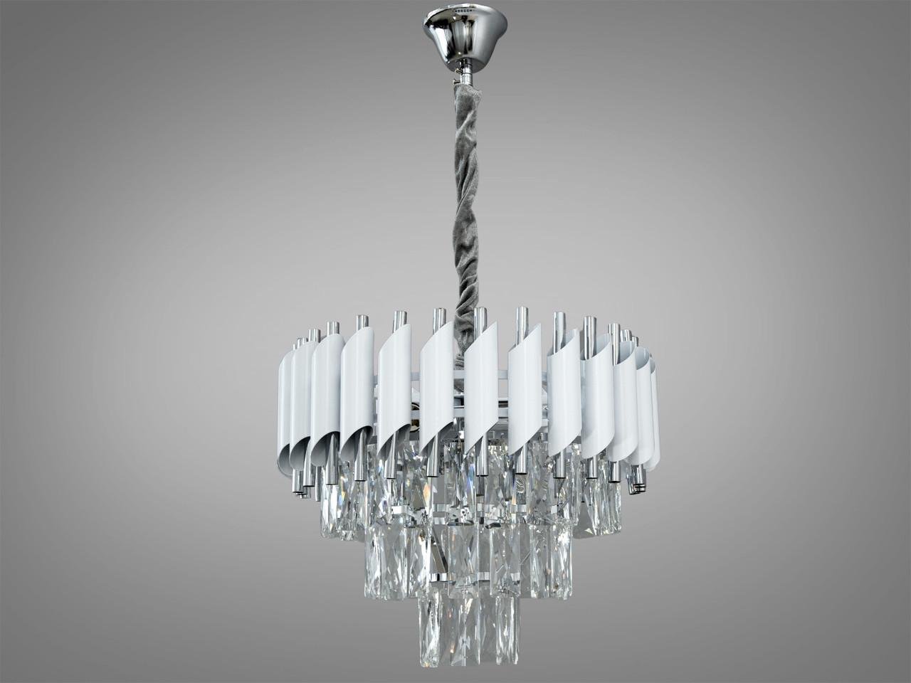 Люстра кришталева підвісна 9001-400WH/CH на 5 ламп Білий/ Хром (30832641)