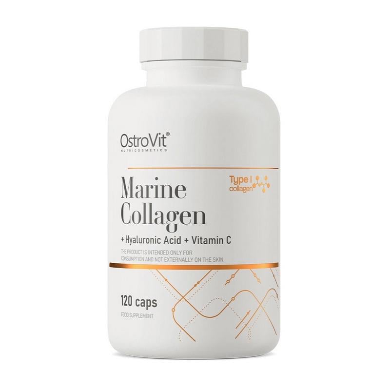 Колаген морський OstroVit Marine Collagen + Hyaluronic Acid + Vitamin C 120 капс.