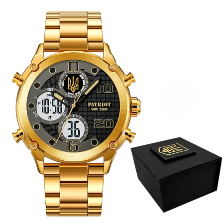Наручные часы Patriot 017 Трезубец золото Gold-Black-White Steel (5223)