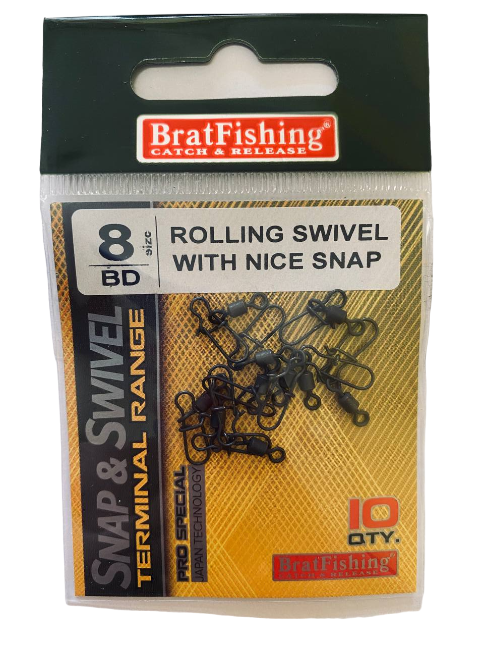 Застібка рибальська BratFishing Rolling Swivel with Nice Snap №8 10 шт. (1108)