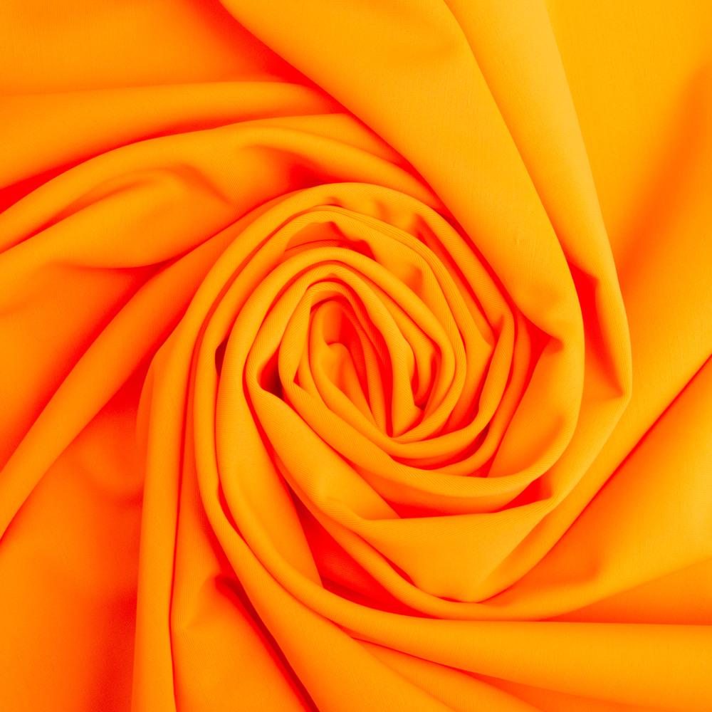 Ткань трикотаж Бифлекс матовый 200 гр/м2 эластичная для купальников Оранжевый неон