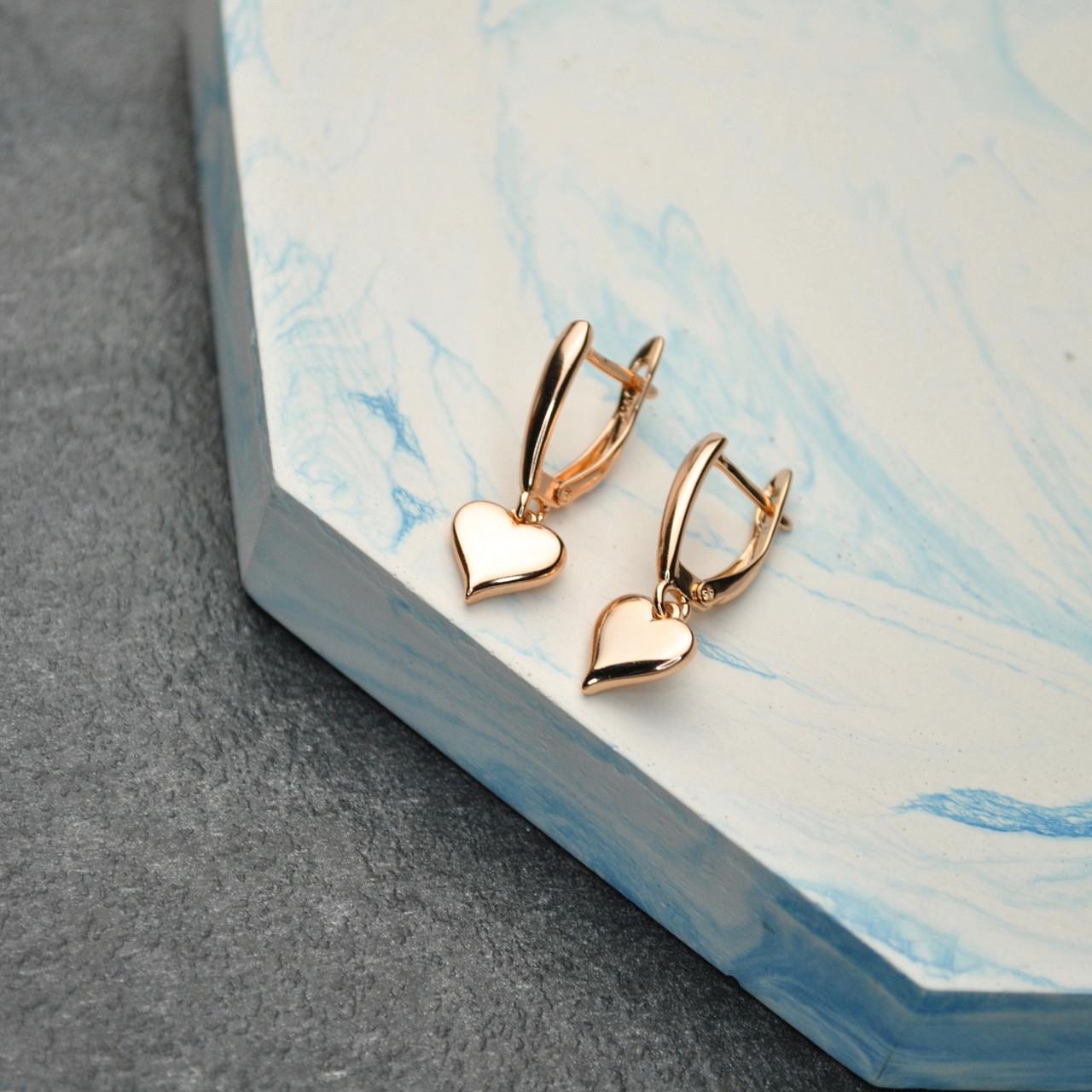 Сережки Сердечки медицинская сталь позолота (x010)