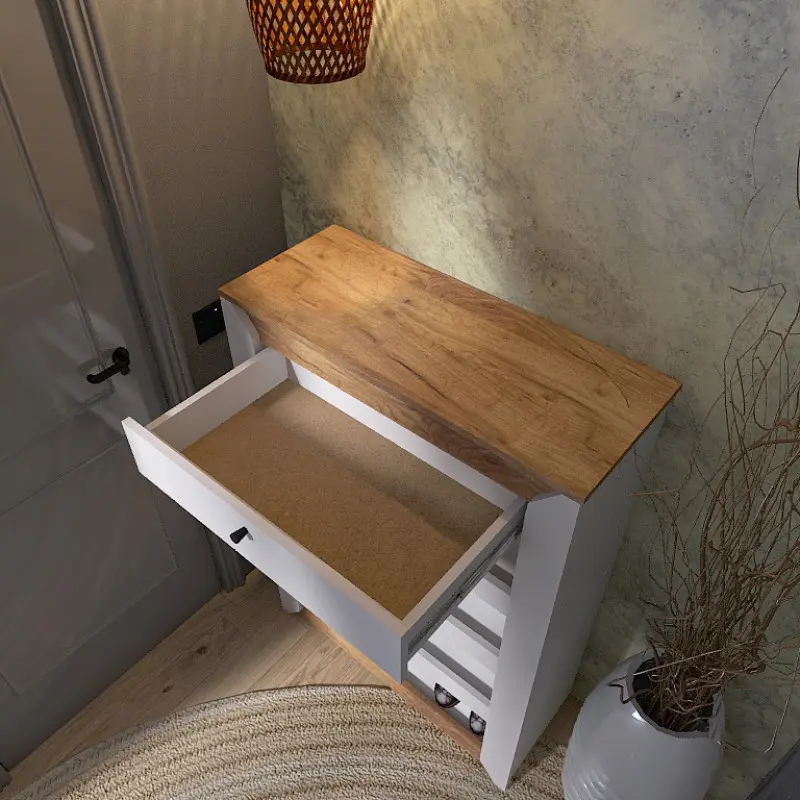 Тумба для обуви Эверест Нордик 800 Белый/Дуб крафт золотой (26843888) - фото 4