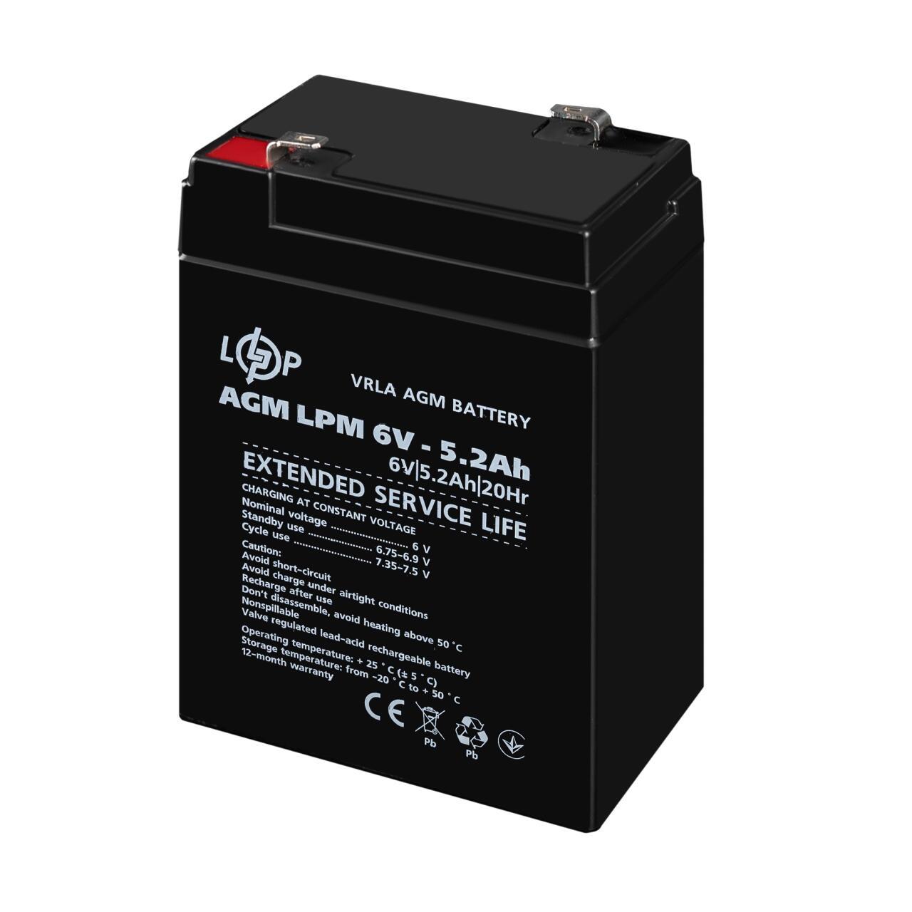 Акумулятор AGM LPM 6V-5.2 Ah - фото 3