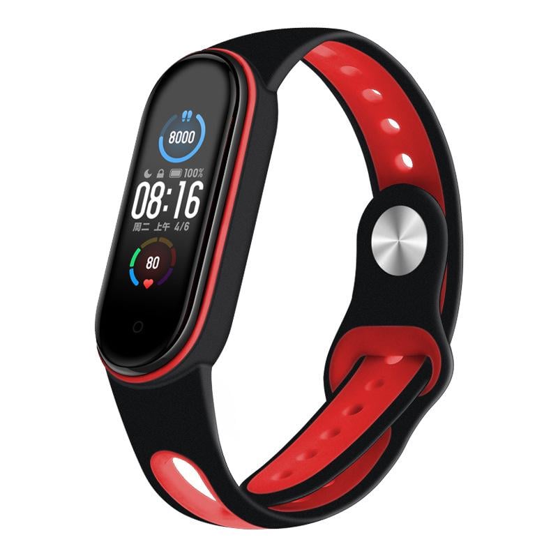 Ремінець Sport Style BeCover для Xiaomi Mi Smart Band 5/Mi Smart Band 6 Black/Red (705169)