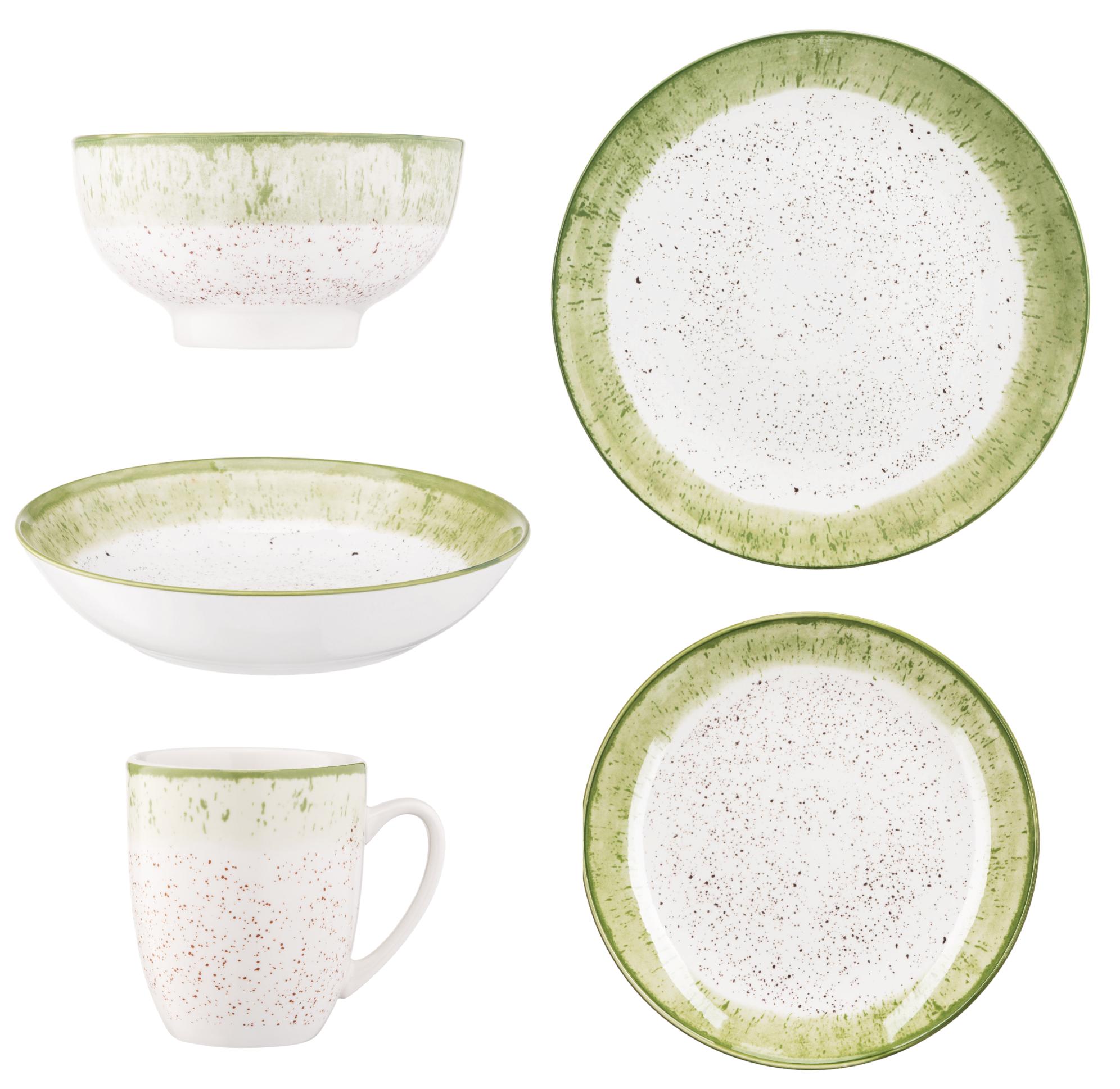 Столовый сервиз Ardesto Siena 5 предметов 1 персона фарфор Бело-зеленый