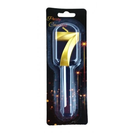 Свеча-цифра "7" 3D для торта 4,5 см Золотой (12205)