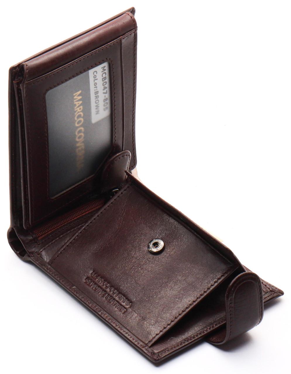 Портмоне мужское Marco Coverna кожаное с отделениями для документов Коричневый (MCBK010-805) - фото 8 Портмоне мужское Marco Coverna кожаное с отделениями для документов Коричневый (MCBK010-805) - фото 8