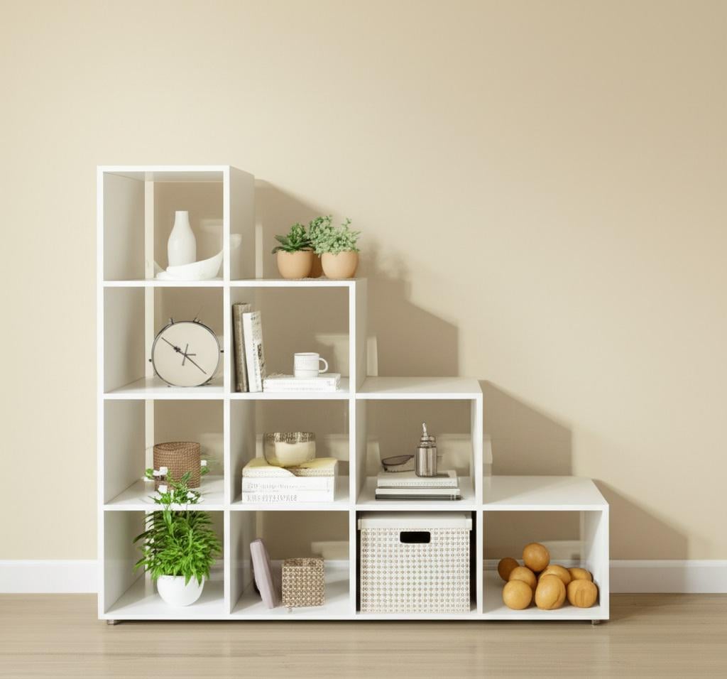 Стелаж настінно-підлоговий MEBLIBUD KUB модульний 10 секції Білий (31957/7) - фото 3 Стелаж настінно-підлоговий MEBLIBUD KUB модульний 10 секції Білий (31957/7) - фото 3