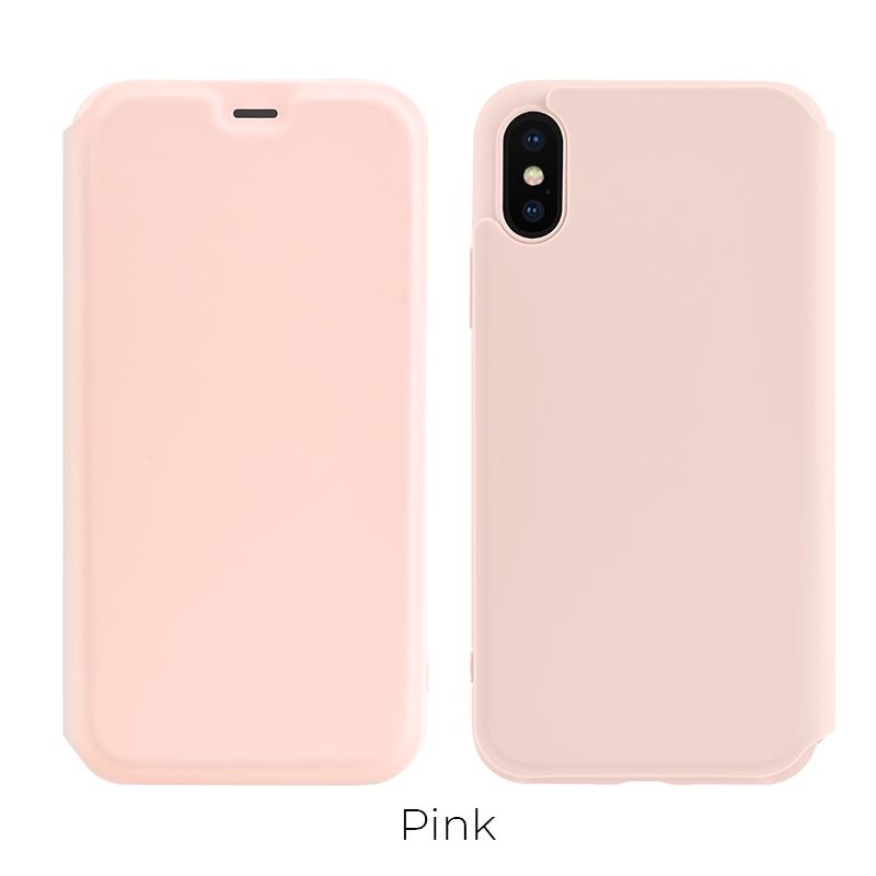 Чехол-книжка Hoco Colorful series liquid silicone case для Apple iPhone X/XS Pink