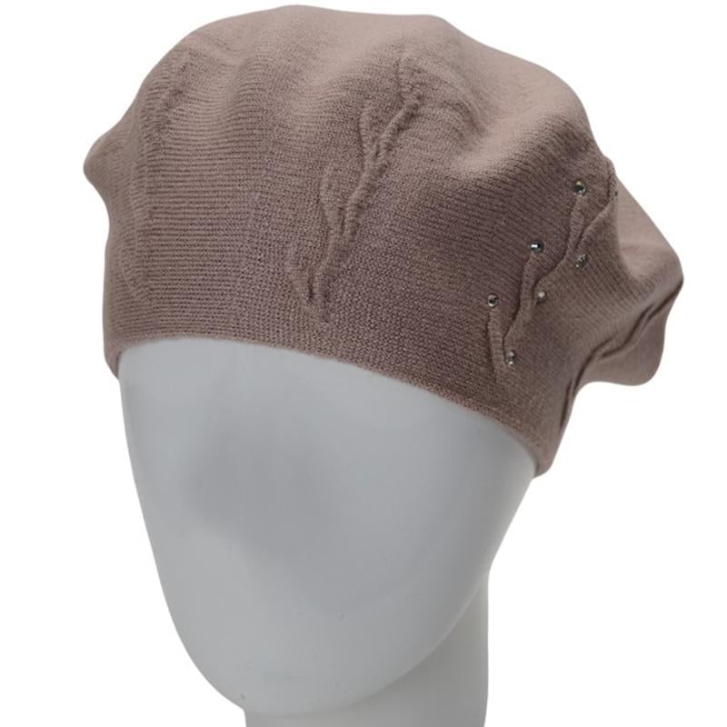 Берет жіночий подвійний Novita Гілка віскозний універсальний Какао (281848)