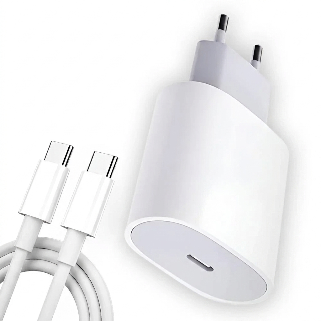 Зарядное устройство для iPhone и Android 25W USB-C с быстрой зарядкой и кабелем Type-C Белый (dcc011e1)