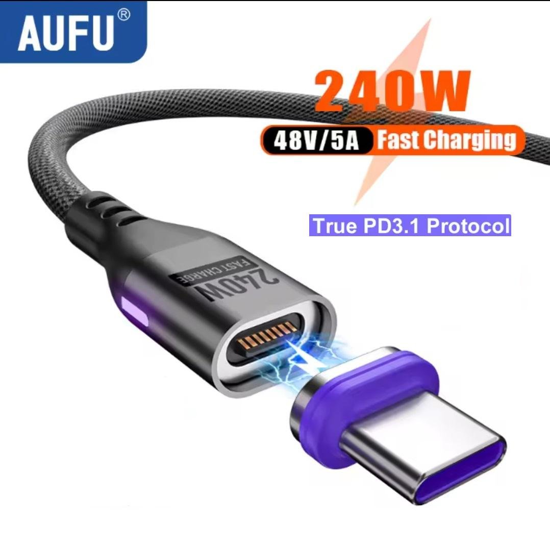 Магнитный кабель AUFU Type-C PD 240w Fast Charge Black (26720332) - фото 2 Магнитный кабель AUFU Type-C PD 240w Fast Charge Black (26720332) - фото 2