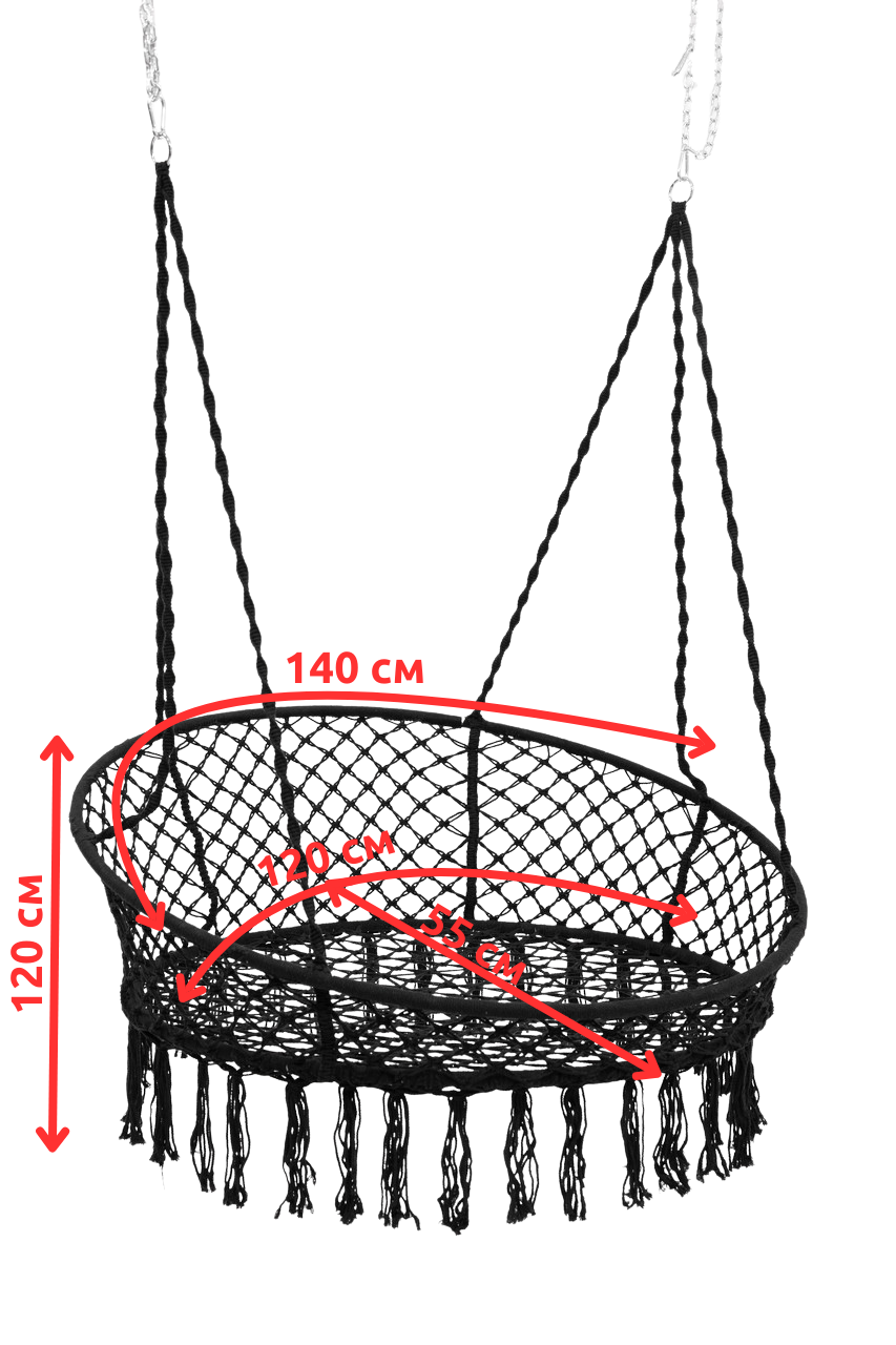 Гойдалка кругла підвісна з подушкою WCG 140 см Чорний (QNSW11BL1) - фото 10