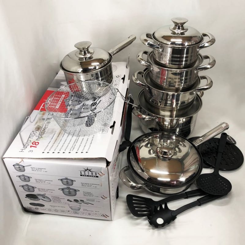 Набор посуды ASTRA A-2518 из нержавеющей стали 18 шт. (tf4521) - фото 14 Набор посуды ASTRA A-2518 из нержавеющей стали 18 шт. (tf4521) - фото 14