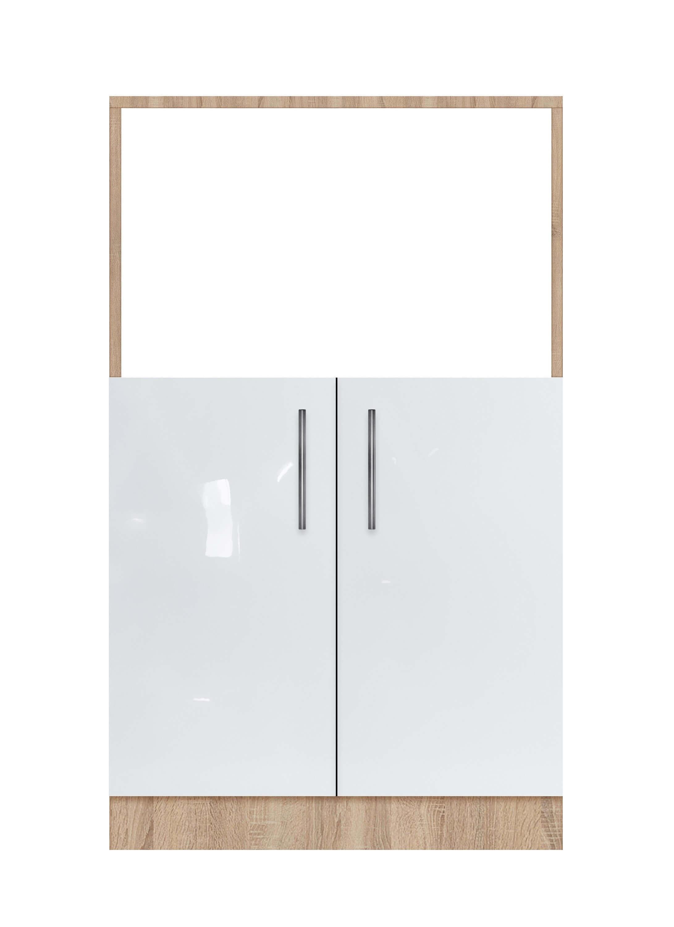Тумба двухдверная МАКСИ-МЕбель без ящиков с отделом под МВ печь без столешницы Люкс с крашеными МДФ фасадами ширина 600 Дуб сонома/Белый (73029)