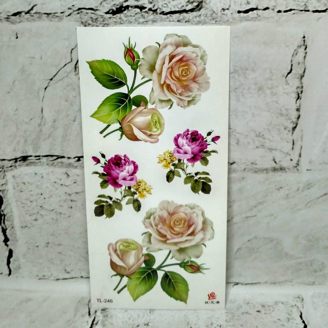 Тату временные Розы лист 9x19 см (TL-246)