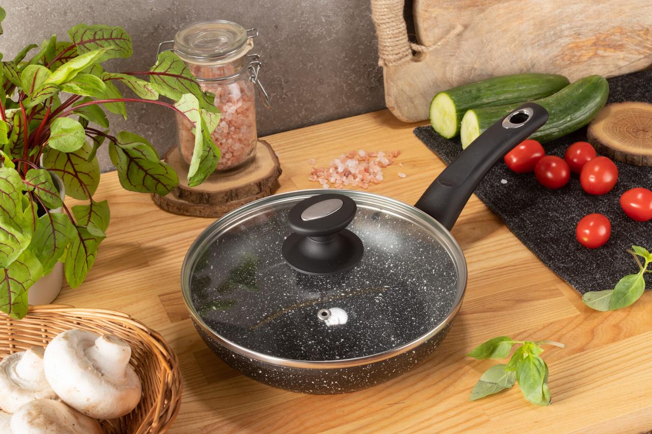 Сковорода Edenberg з кришкою та двостороннім мармуровим антипригарним покриттям 22 см (EB-4108) - фото 7 Сковорода Edenberg з кришкою та двостороннім мармуровим антипригарним покриттям 22 см (EB-4108) - фото 7