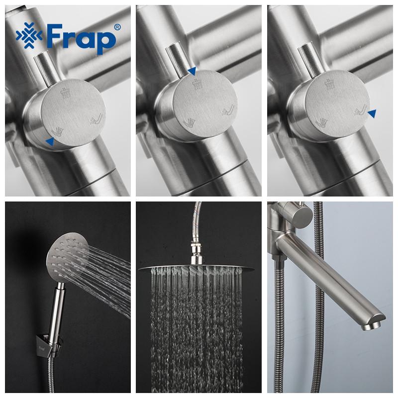 Душевая система Frap H801 F24801 из нержавеющей стали поворотный излив-переключатель на лейку 1 режим - фото 5