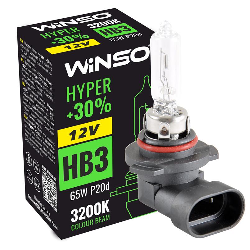 Автолампа галогенная Winso HB3 12V 65W P20d Hyper +30%