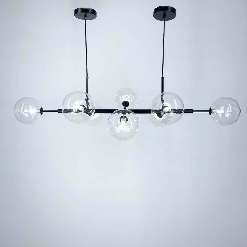 Люстра удлиненная с 8 прозрачными плафонами Черный (MJ 61/8 BK) Люстра удлиненная с 8 прозрачными плафонами Черный (MJ 61/8 BK)