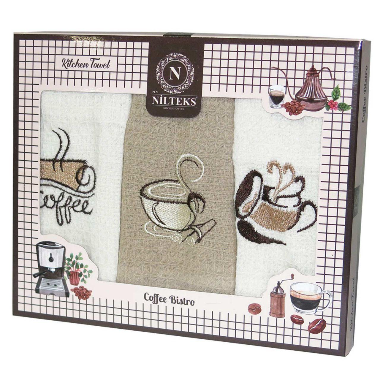 Набір вафельних рушників Nilteks 45х65 см 3 шт. Кавовий