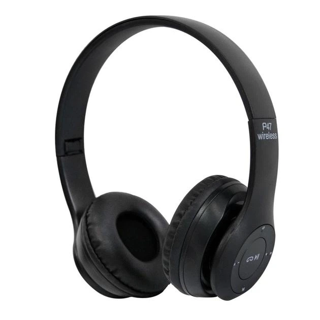 Наушники беспроводные P47 с поддержкой карты памяти и встроенным FM-радио Black (2933)