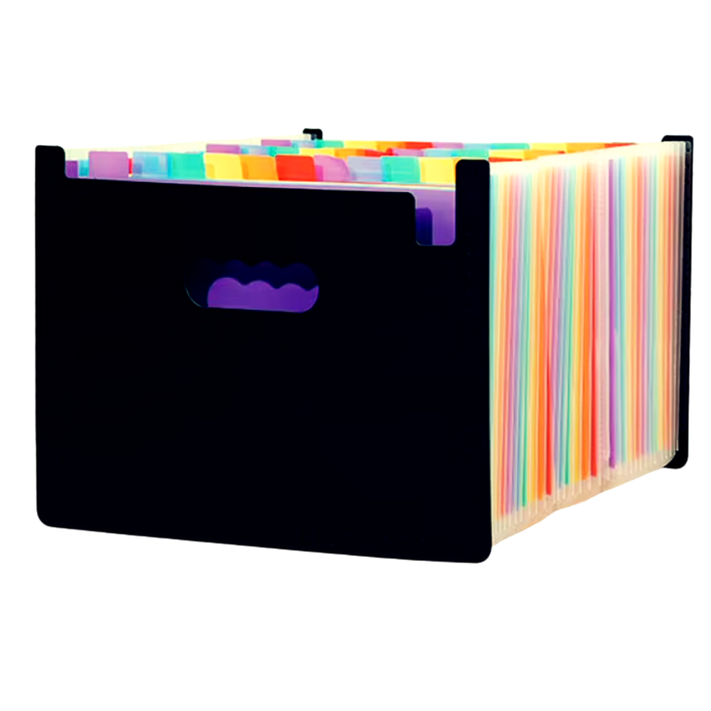 Папка для хранения документов и файлов на 36 отделений формата А4 с цветными вкладками 330x240x40 мм Черный