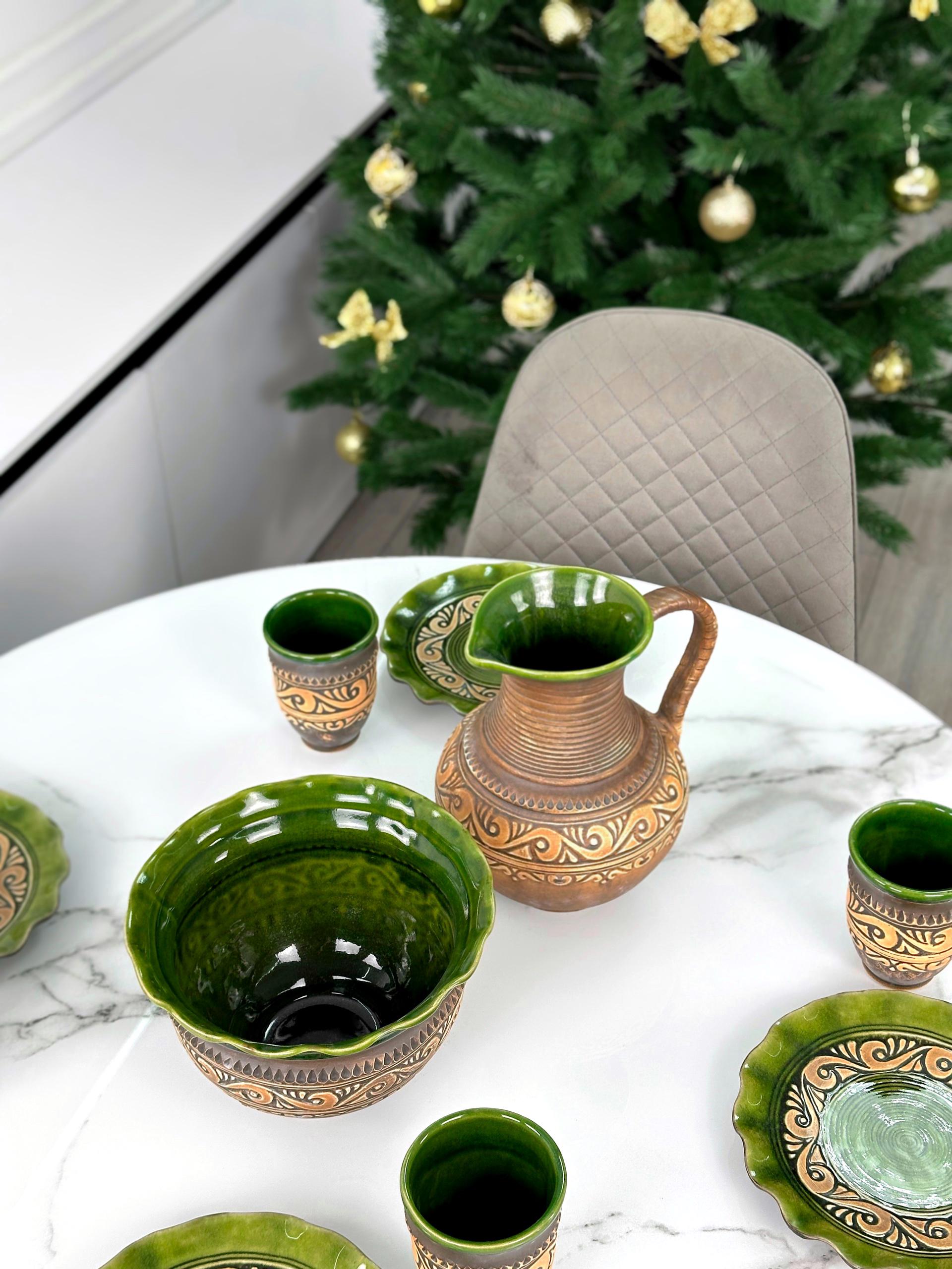 Набор глиняной посуды Рождественский Святой ужин на 6 человек Гражда Коричневый (17019-40) - фото 6