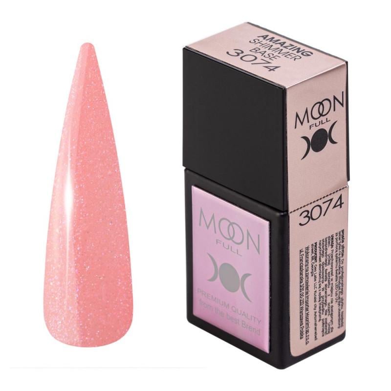 Базове покриття кольорове із шиммером Moon Full AMAZING Shimmer Base №3074 12 мл Базове покриття кольорове із шиммером Moon Full AMAZING Shimmer Base №3074 12 мл