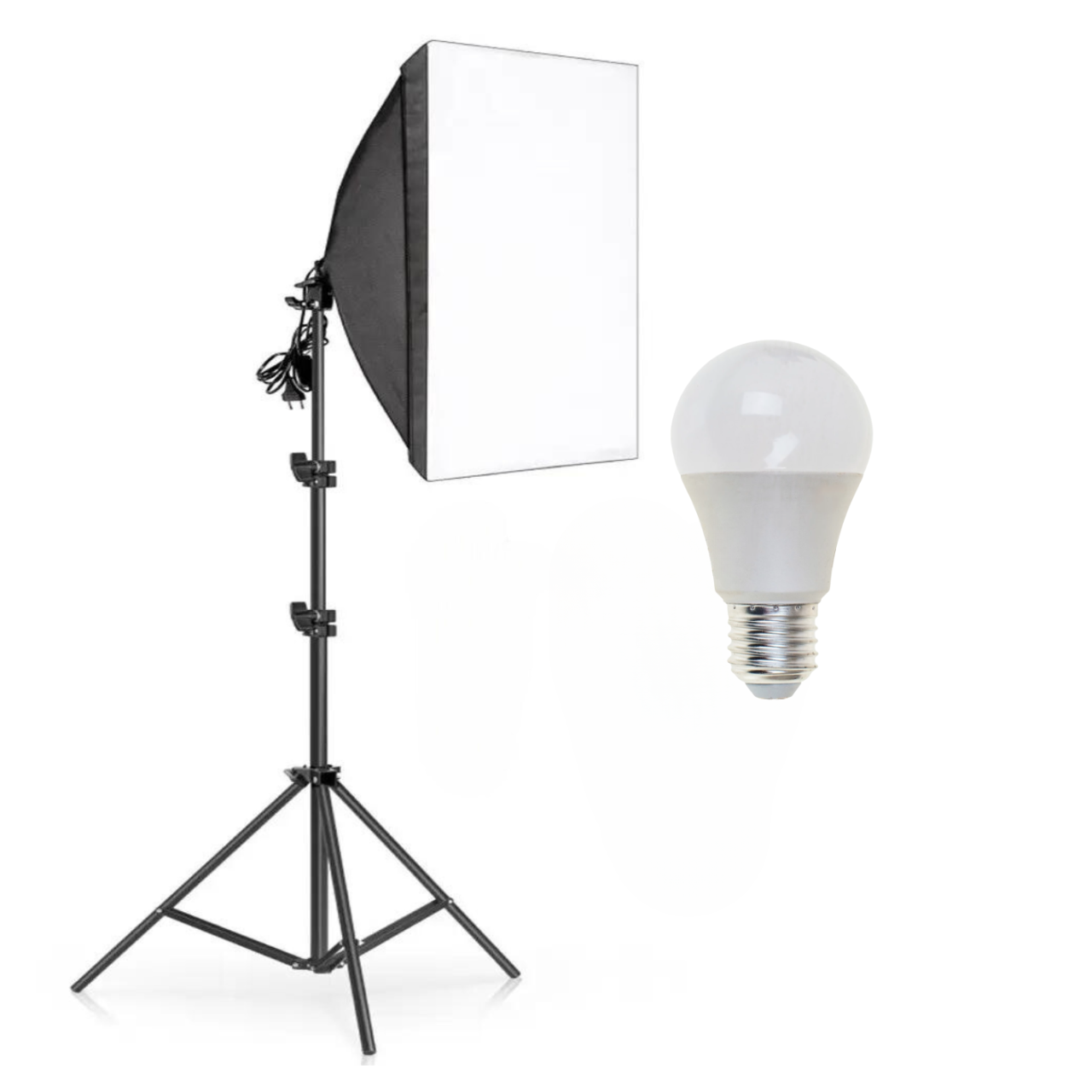 Набір студійного світла софтбокс 50×70 см зі штативом 210 см та LED лампа 24 Вт E27 6500K (S176) - фото 1