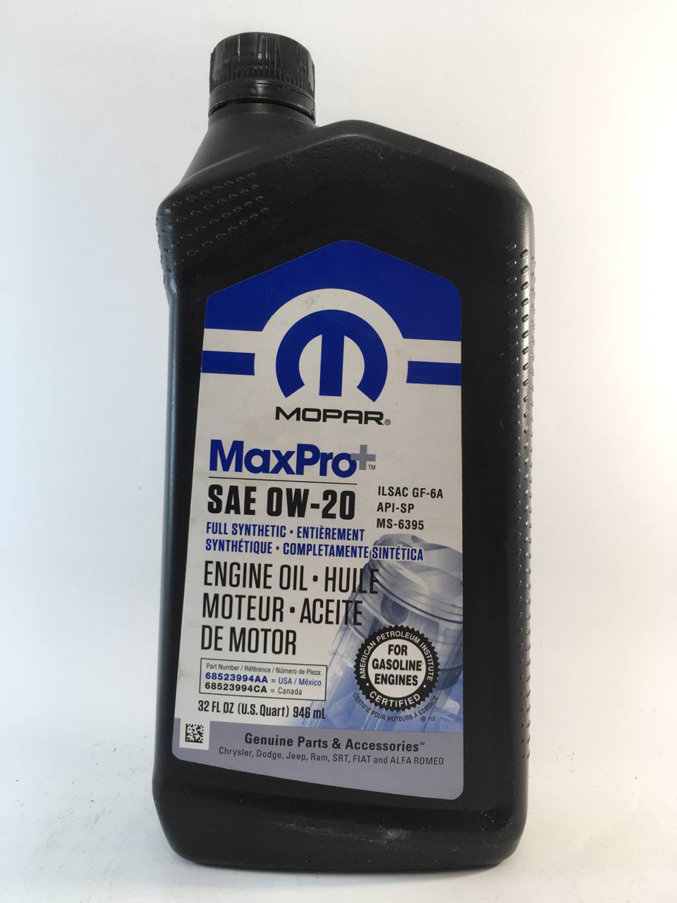 Моторное масло Mopar MaxPro+ Chrysler SP GF-6A 0W-20 0,946 л (68523994AA)