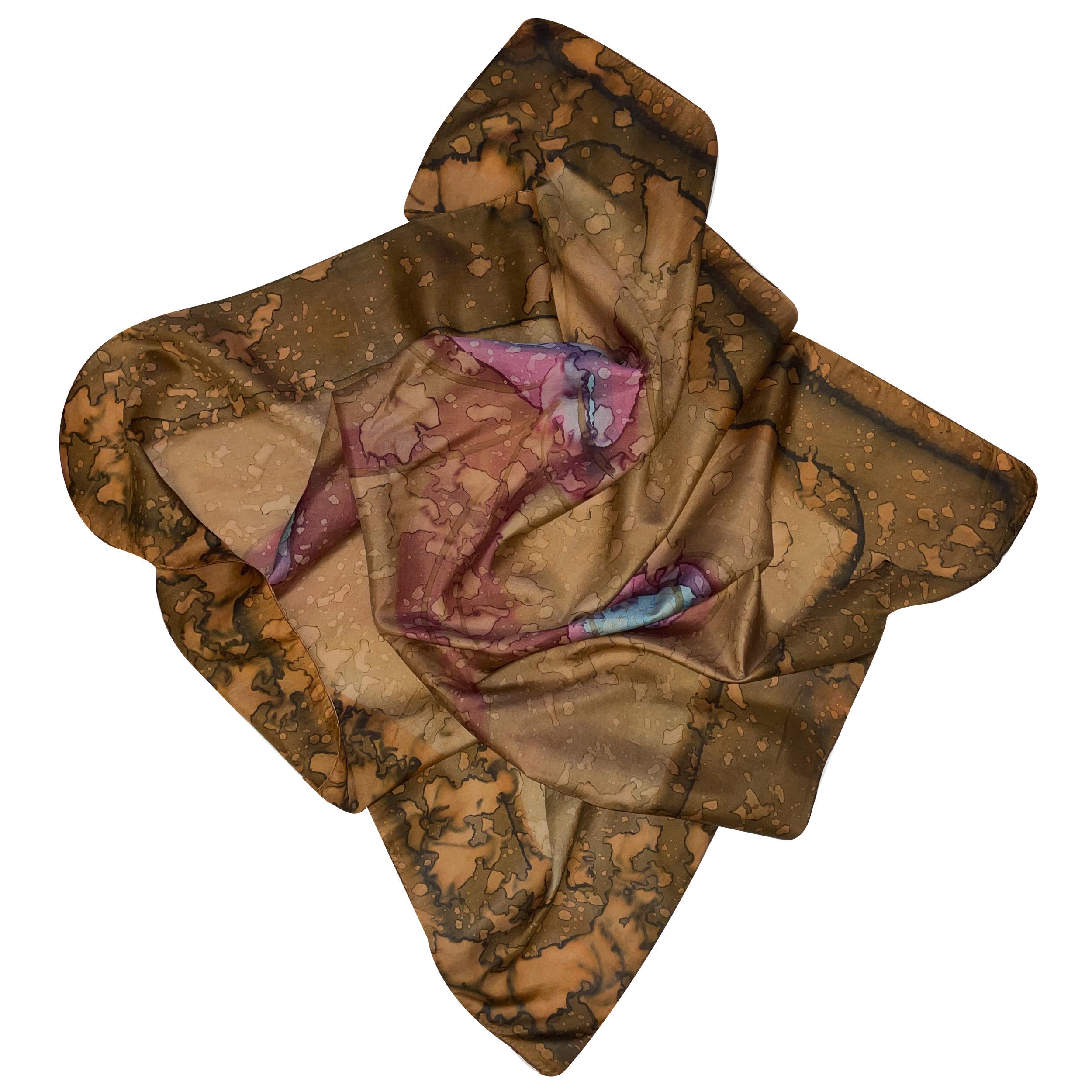 Платок шелковый Silk Route 90х90 см Рыжий (1739)