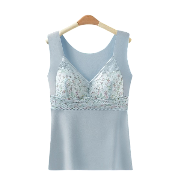 Майка женская C00394-3 эластичная модель с вшитым бюсгалтером 4ХL Голубой