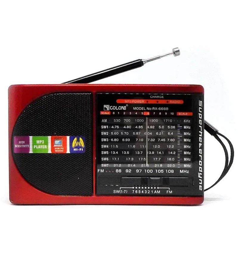Радиоприемник Golon RX 6688 с фонарем на аккумуляторе Красный (24385564) Радиоприемник Golon RX 6688 с фонарем на аккумуляторе Красный (24385564)