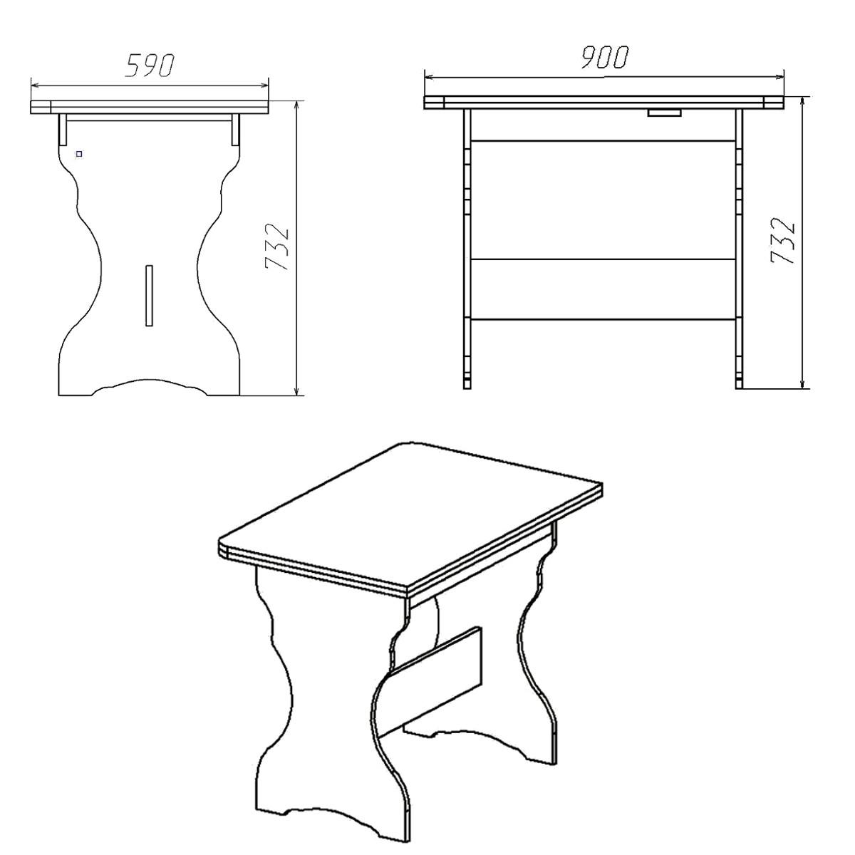 Стол кухонный Компанит КС 3 90х59х73,2 см Орех экко - фото 2