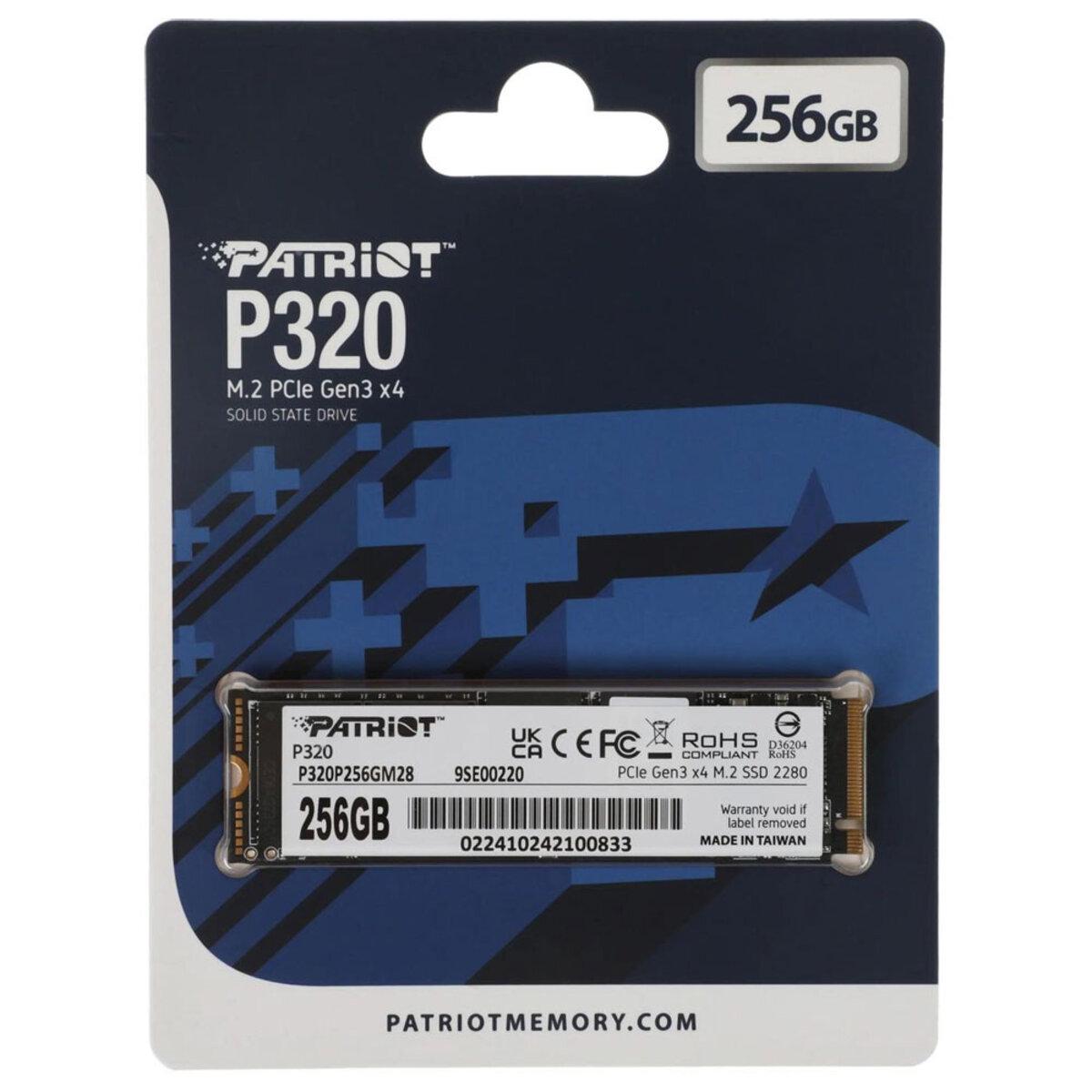 Твердотельный SSD-накопитель Patriot P320 256 Гб форм-фактор M.2 2280 NVMe PCIe Gen3 x4 1700 МБ (30472042) - фото 5 Твердотельный SSD-накопитель Patriot P320 256 Гб форм-фактор M.2 2280 NVMe PCIe Gen3 x4 1700 МБ (30472042) - фото 5