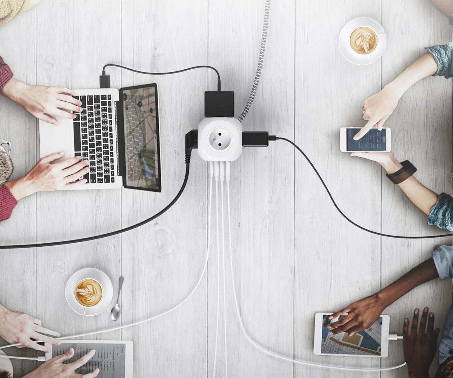 Удлинитель LENCENT с 4 розетками переменного тока 3USB/Type-C 3 м Белый (73999729) - фото 2