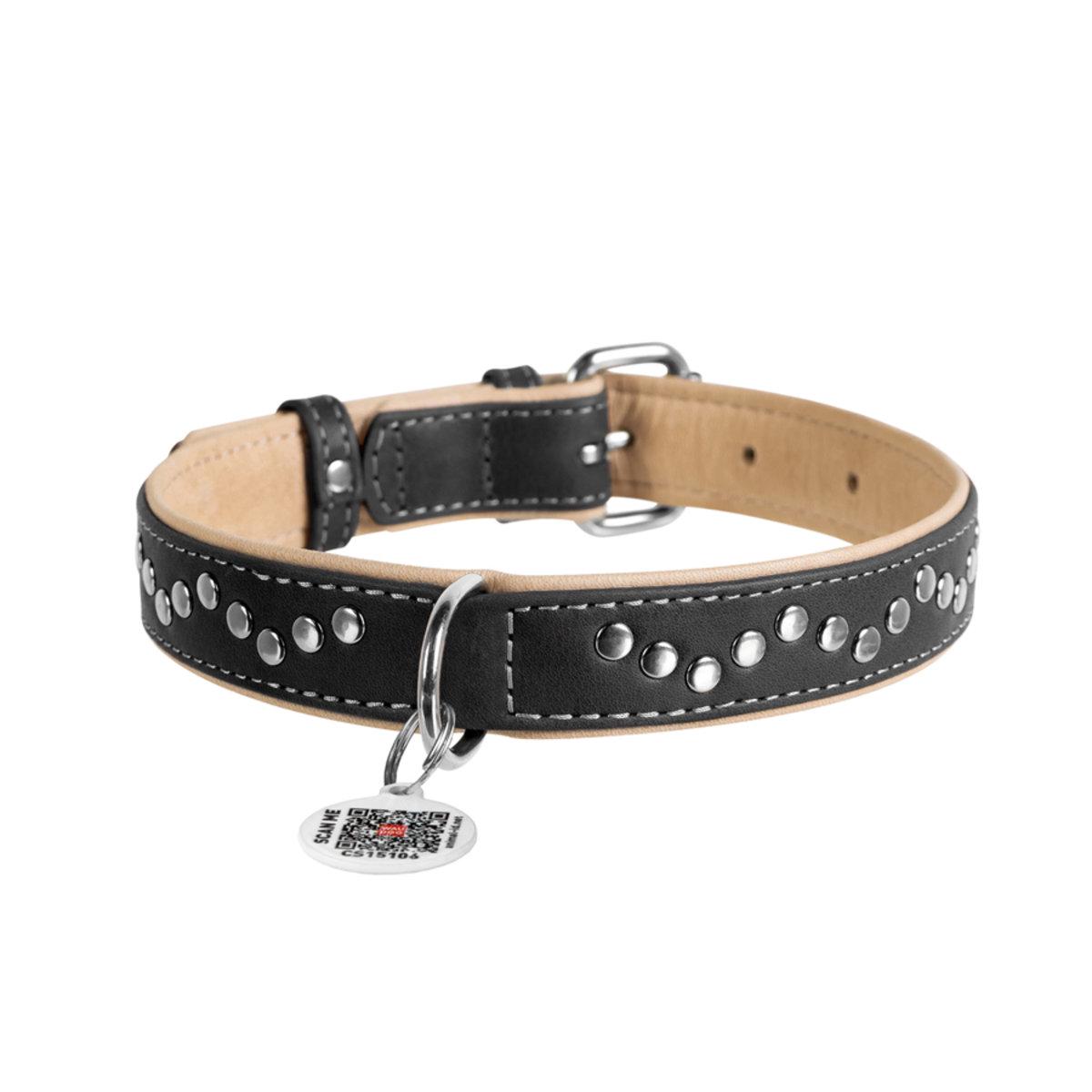 Ошейник для собак Waudog Soft металлические украшения кожаный 25 мм x 38-49 см