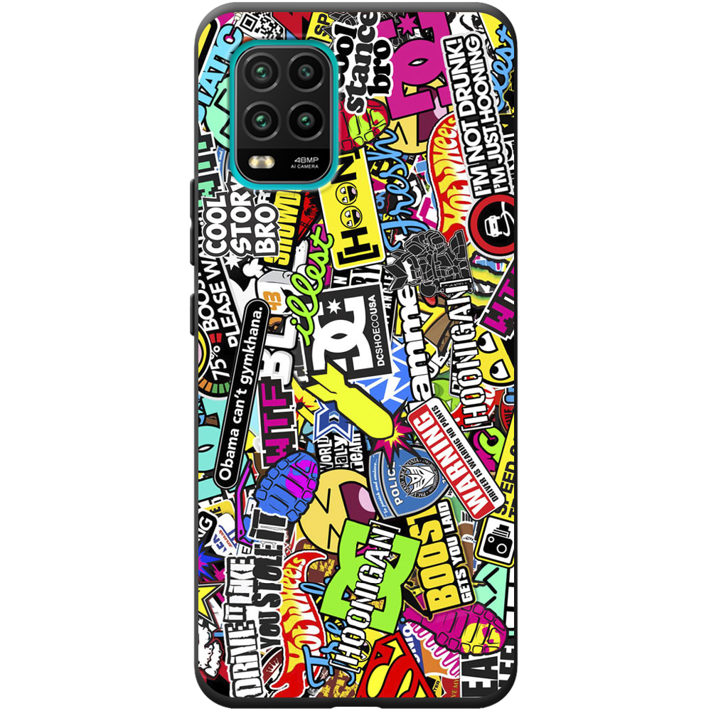 Чехол с рисунком Boxface Xiaomi Mi 10 Lite Multicolored Inscriptions Черный силикон (39438-up880-41940)