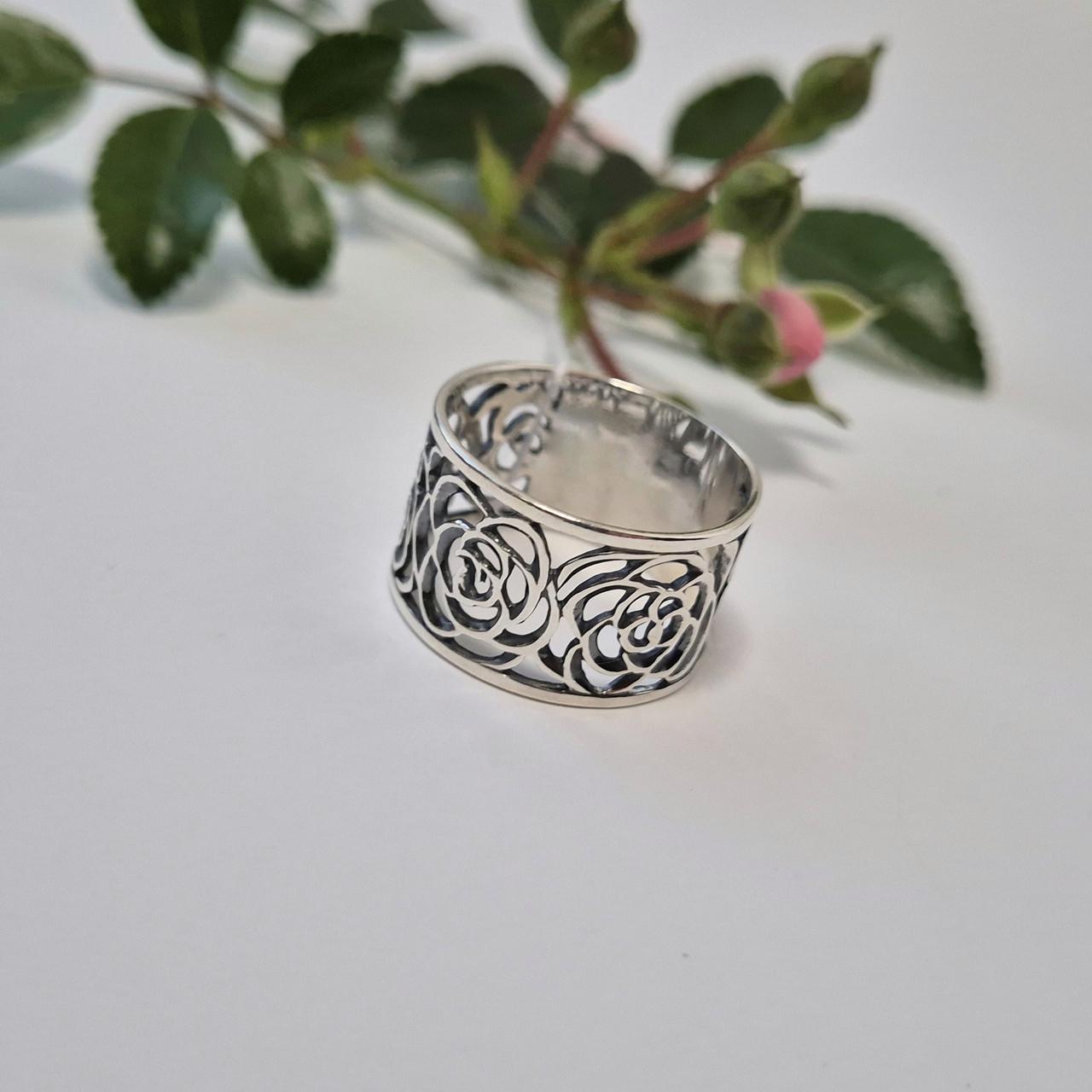 Каблучка широка без каменів розалія чорнене срібло 925 проби 5,01 г р. 18,5 (1475к)