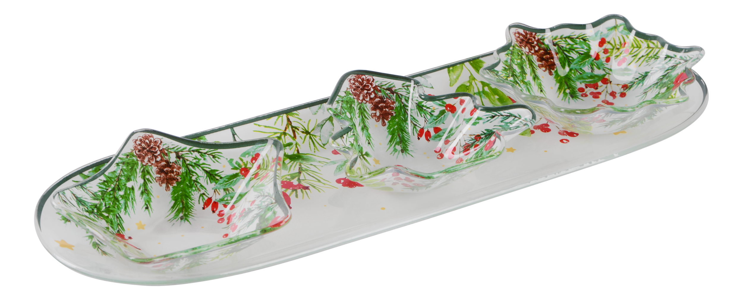 Набор салатников Viva NY Season фигурный стеклянный с подставкой 3х10 см (BR350/4)