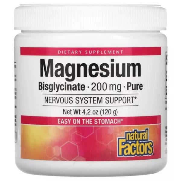 Микроэлемент Магний Natural Factors Magnesium Bisglycinate Pure 200 мг/120 г/50 порций (22775978)