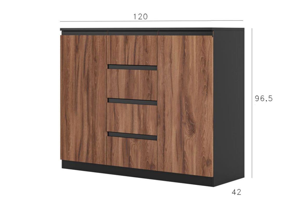 Комод Фріда 2-дверний з 4 шухлядами Чорний (000-000-639) - фото 6 Комод Фріда 2-дверний з 4 шухлядами Чорний (000-000-639) - фото 6